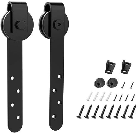 WYuni Handwerkzeug-Schiebe-Scheunentor-Hardware-Kits, I-Form, Aufhänger, Schraube, Endkappe, Bodenführung for Schranktüren, Schienen-Set, glatt, geräuschlos