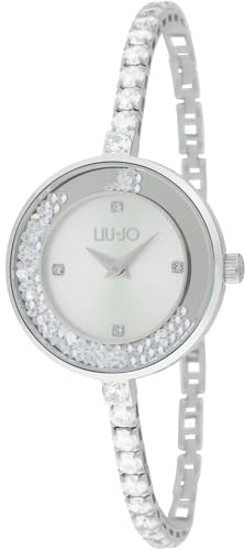 LIU Jo Dancing Gala TLJ2345 Damenuhr aus Stahl mit drehbaren Kristallen im Zifferblatt und schmalem Armband mit Kristallen, Silber, modern, silberfarben, modern