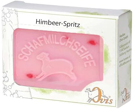 luterna Ovis Schafmilchseife Himbeer-Spritz, 100% Bio, für die tägliche Dusche, eckig, 100 g, verpackt