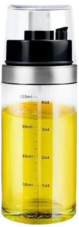 Dewocke 2 en 1 Dispensador y Pulverizador de Aceite Spray, 150ml Botella de Aceite de Vidrio Cocina, Spray Aceite con Escala, Pulverizador Aceite para Cocinar Freidora Aire Ensalada Barbacoa