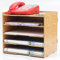 Büro-Bücherregal, Aufbewahrungsregal mit Mini-Bücherregal für Dokumente und Zubehör, Nussbraun, 34 x 25 x 28,5 cm