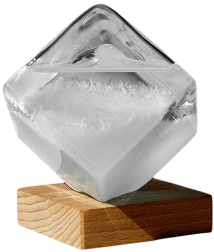 Veesper Sturmglas Wetterprädiktor, klares Wasser Würfel Sturmglas mit Holzbasis kreatives Wetter Vorhersage Sturmglas Desktop -Ornamente für Home Office Gift
