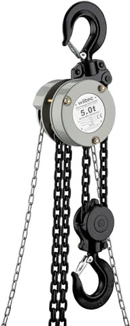 Wiltec Mini Kettenzug bis 5 t, robuster Handkettenzug 3 m Hubhöhe, Tragmittel mit 3 m Lastkette, Hebezeug manuell, hochbelastbares Hebemittel