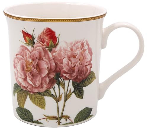 The Leonardo Collection Redoute Rose Mug Pierre-Joseph Redoute, Tea and Coffee Mugs for Hot Drinks | Fine China Printed Mugs for Kitchen & Home | Reusable Ceramic Cups for Every Occasion