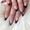 Almond False Nails - 24Pcs Black Nails French Tip - Press on nails Bow-Tie Design - Stick on Nails Medium Long - Gothic Fake nails with Glue - Full Cover Acrylic Nail Tips Glue On