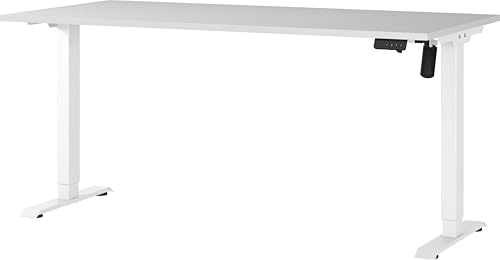 Germania Schreibtisch 8024-642, in Lichtgrau/Weiß, elektr. höhenverstellbar, 160 x 119 x 80 cm (BxHxT)