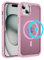 LCHULLE Custodia magnetica per iPhone 15 Plus/14 Plus Cover compatibile con MagSafe semi-trasparente opaca sottile Case protettiva PC Back + TPU Bumper per iPhone 15 Plus/14 Plus Rosa