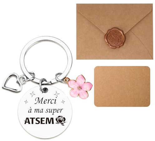 EOAMGO Cadeau Maitresse D'école Porte Clés, Cadeau Maitresse D'école Fin D'année, Merci Maitresse Cadeau, Cadeau Atsem, Cadeau Personnalisé Maitresse (Enveloppe en carton type 2)