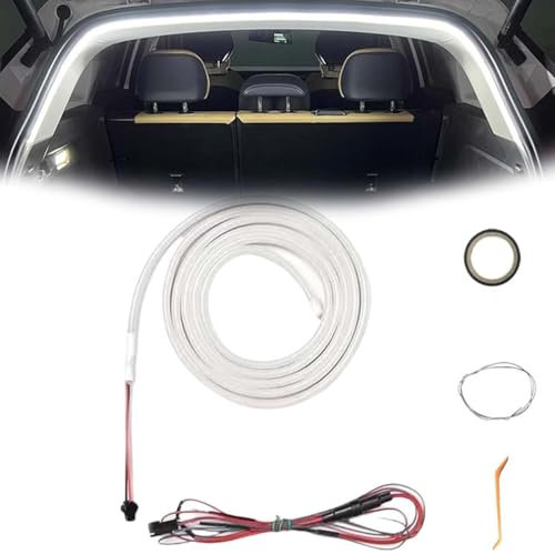 Dynamic Flowing Car Trunk Light Strip, 4M LED-Lichtstreifen für LKW, Auto-Kofferraum Lichtstreifen, Flexible Silikon LED Streifen Licht Für Auto Kofferraum Innenbeleuchtung Dekoration (White)