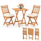 KOMFOTTEU 3 TLG. Balkonset klappbar, Gartenmöbel-Set aus Akazienholz, Bistrotisch mit 2 Stühlen, Sitzgruppe mit 2 Kissen, Gartengarnitur für Terreza, Balkon (Vertikal)