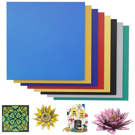 8 fogli di compensato colorati da 3 mm, 30 x 30 cm, in legno non trattato per incisione laser, taglio CNC, modellismo fai da te, artigianato, compensato colorato