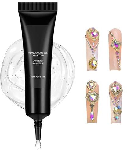 LOPHE Pegamento Uñas, 15ml Nail Art Gel, Adhesivo Para Gemas, Pegamento para Diamantes de Imitación y Cristal, Adhiera Firmemente Los Accesorios para Uñas, Fácil de Moldear, Arte de Uñas 3D DIY (1pc)