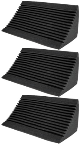 3 Stück Schwarze Akustikschaumstoffplatten für Recording Räume | Pyramidenstruktur mit Dichten Poren, Flatterechos, Saubere Optik, für Deckenwinkel und Türfuge