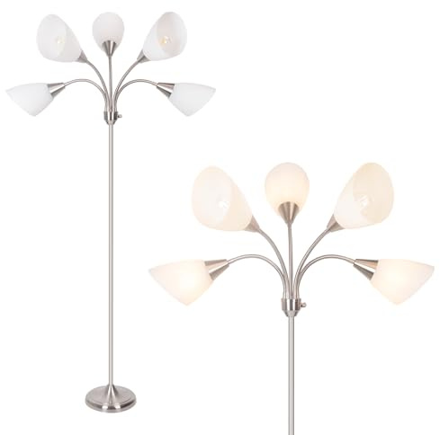 lianheng Stehleuchte mit 5 Köpfen, Stehleuchten aus Metall High-Bar Schwanenhals Moderne Lampe Verstellbarer Lampenschirm, Für Wohnzimmer Schlafzimmer Studierzimmer
