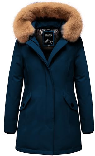 REPUBLIX Damen Gefütterte Dicke Winter Jacke Mantel Parka mit Kapuze RJ-8012
