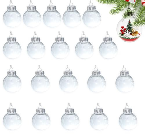 20 Stück Transparente Weihnachtskugel Befüllbar 6cm Weihnachtskugeln Durchsichtig Weihnachtsbaumkugeln Plastik Weihnachtskugel zum Befüllen Christbaumkugeln Basteln DIY Weihnachtsdeko Kugeln