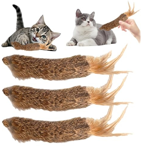 BSITSSS 3 Stück Katzenspielzeug, Hasenfell Katzenminze Spielzeug, Weiches Flauschiges Katzenspielzeug Feder Interaktiv Cat Toys Federspielzeug mit Gallenfrucht für Indoor Katzen