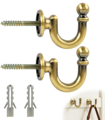 2 Piezas Alzapaños Cortinas, Sujeta Cortinas de Metal, Ganchos Sujetacortinas en Forma de U, Soporte de Cortina de Pared Estilo Vintage Bronce, Ganchos Decorativos para Cortinas Ropa Bolsos del Hogar