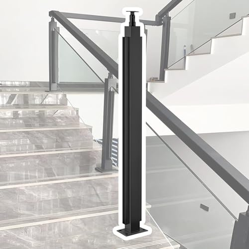 Pali per balaustre di scale in vetro colonne quadrate per ringhiere in vetro per scale interne e balconi esterni sistema di parapetti con staffe regolabili - Personalizzabile(End Post,85cm(33.5in))