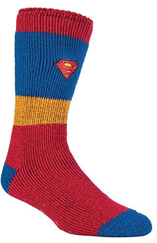 HEAT HOLDERS 1 Pair Original Mens Superman Winter Warm Striped Non Slip Slipper Socks UK 6-11 EUR 39-45, US 7-12