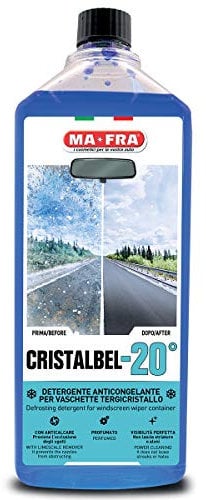 Mafra, Cristalbel -20°C, Détergent Antigel pour Bacs Lave-Glace, Nettoyant Anti-calcaire pour Vitres de Voiture pour Le Nettoyage du Pare-Brise et de la Lunette Arrière, Non Pelucheux, Format 1L