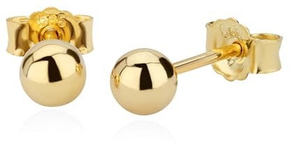 NKlaus Paar 4mm KUGEL OHRSTECKER 585 Gold 14 Karat gelbgold OHRSCHMUCK OHRRINGE Kugelstecker 5568