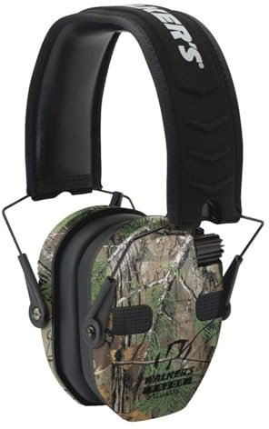 Walker's Razor Slim Electronic Quad Earmuff 23Db/Realtree Xtra Camo, Black