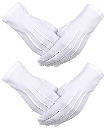 Sumind 2 Paare Nylon Baumwolle Handschuhe für Polizei Formal Parade Kostüm (Weiß)