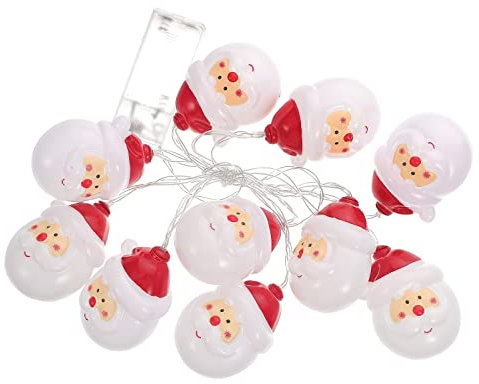 LEDMOMO 10-Light Santa Head Light Set Batteriebetriebene Weihnachtsbeleuchtung 0.5W Santa Claus Neuheit Lichterketten für Weihnachten, Feiertage, Party