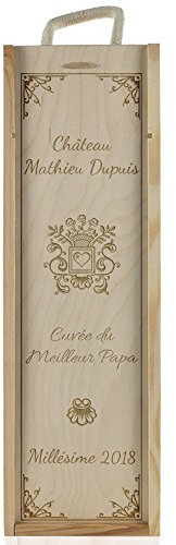 Amikado - Caisse à vin Tradition personnalisé écusson Coeur - Caisse à Vin Bois Vintage Gravée Prénom, Âge, Message - Boite Cadeau Vin Originale - Idée Cadeau Personnalisé