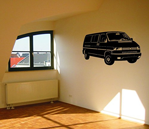 Wandtattoo: Kultauto/Oldtimer - Bus // Farben- und Größenwahl (Schwarz - 1060 mm x 600 mm)