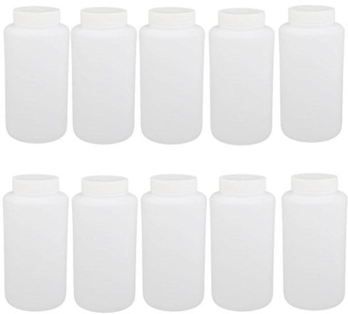 sourcing map 10pc 1000ml HDPE bouteille rond plastique blanc 90mmx180mm