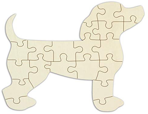 Personalisierbares Holzpuzzle „Hund“ selbst gestalten und bemalen - 21 Teile, 60 x 46,5 cm - Puzzle aus Holz in Form eines Hundes