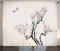 ABAKUHAUS Blumen Rustikaler Gardine, Klassische asiatische, Schlafzimmer Kräuselband Vorhang mit Schlaufen und Haken, 280 x 175 cm, Weiß Grau