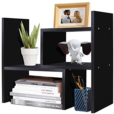 TY Arts & CULTURE – erweiterbarer Holz-Schreibtisch-Organizer, Mehrzweck-Schreibtisch, Bücherregal, Ablageregal, Theke, Bücherregal, für Büro und Zuhause Style 2 schwarz