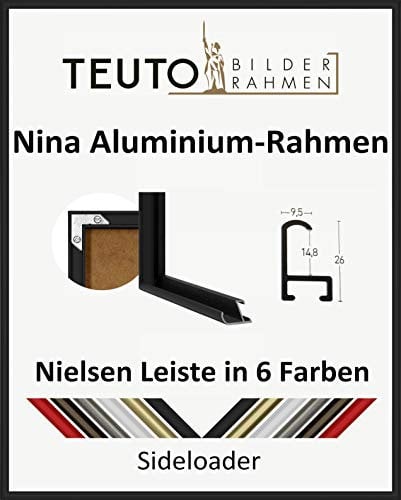 Aluminium Bilderrahmen Kollektion 50 x 70 cm Nielsen Leiste Nina hier Schwarz matt mit Kunststoffglas Antireflex 2 mm