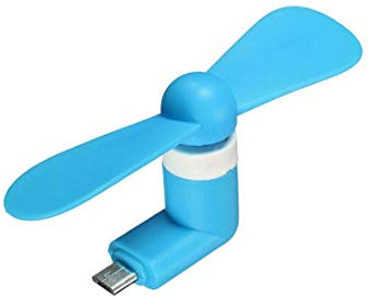 Promotech Mini USB Fan for Mobile Phone, Laptop, Tablet or PC with USB/micro-USB Connector (Blue)