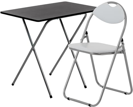 Harbour Housewares Hölzernen Klapptisch & Stuhl Set - Silber/Weiß