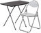 Harbour Housewares Wooden Folding Desk & Chair Set - Silver/White Small Portable Home Office Wooden Top Foldable Desk and Folding Chair Set Workstation for PC, Laptop Study