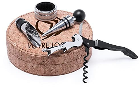 Générique Coffret Sommelier 4 Pièces Personnalisable - Ensemble d'accessoires pour Vin - Set 4 Accessoires Oenologue Gravé Et Personnalisé - Idée Cadeau (Gourmet)