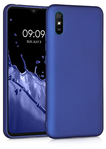 kwmobile Case kompatibel mit Xiaomi Redmi 9A / 9AT Hülle - Schutzhülle aus Silikon metallisch schimmernd - Handyhülle Metallic Blau