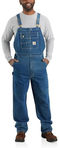Carhartt Loose Fit Denim Bib Overall Salopette, Darkstone, 38W x 32L Uomo