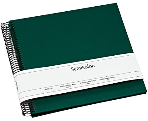 Semikolon 364038 Spiral Album Economy Medium - 23x22,3 cm - Fotoalbum, 40 Seiten schwarz, Fotobuch, forest grün