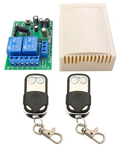 DieseRC AC 240V 230V 220V Interruttore della luce del telecomando del relè senza fili 10A 2 canali Ricevitore del relè RF 433Mhz con 2 trasmettitori, per il sistema di porte del motore/garage
