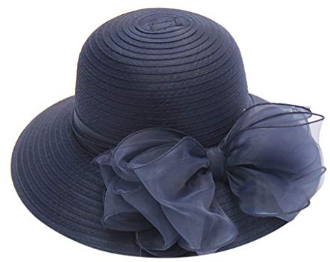 TIMIYUYU Damen Organzahut Sommer Hut Elegante Kirche Fascinator Braut Party Hochzeit Hut Klassischer Sonnenhut Mesh Bowknot Hut Vintage Urlaub Outdoor Strandhut Strohhut Outdoor Beach Mütze