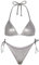 EVELUST Metallic Bikini für Damen – Retro Glänzend Silber Gold Badeanzüge Badeanzug Dreieck Tops Seitliche Krawatte Tanga Bottom Set(Silver,L,1026w)