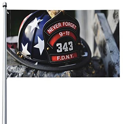 Garden Flag 343 Feuerwehr-Denkmal 911 Vergessen Sie Nie Yard-Flaggen Uv-Beständig Garten Fahne Langlebig Dekorative Fahnen Für Veranda Indoor Outdoor Aktivitäten 90x150 cm