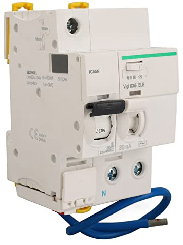Fi Schutzschalter, AC 230V/400V 6A 1P+N Miniaturschutzschalter, IC65N Leistungsschalter Luftschalter mit Auslaufschutzzubehör Hutschiene Auslaufschutz Überlastschutz Fehlerstromschutzschalter