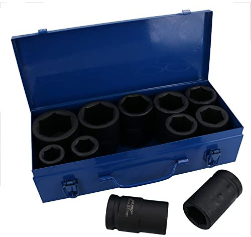 1in Drive Deep Metric MM Impact Sockets 22mm – 50mm 6 Sided 11pc Set