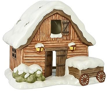 Goebel Windlicht Scheune Winterwald, aus Porzellan gefertigt, Höhe 16,5cm, 66-704-25-1